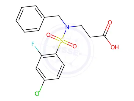 Chemical structure of 3-(n-Benzyl4-chloro-2-fluorobenzenesulfonamido)propanoic acid