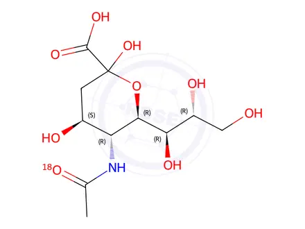 Chemical structure of N-[18O]acetyl-D-neuraminic acid