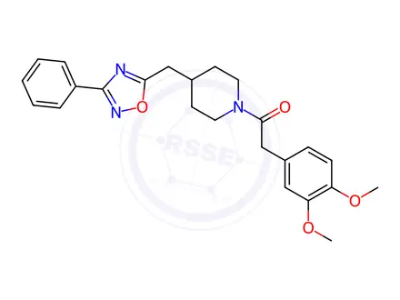 Chemical structure of 1-[(3,4-dimethoxyphenyl)acetyl]-4-[(3-phenyl-1,2,4-oxadiazol-5-yl)methyl]piperidine