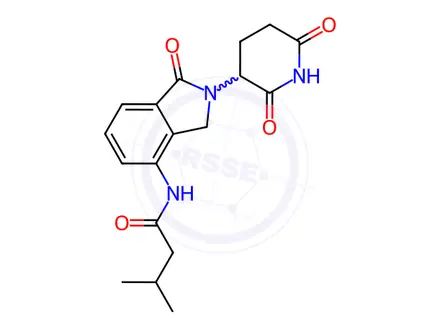 Chemical structure of N-[2-(2,6-dioxo-3-piperidyl)-1-oxo-isoindolin-4-yl]-3-methyl-butanamide