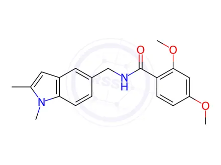 Chemical structure of N-((1,2-Dimethyl-1H-indol-5-yl)methyl)-2,4-dimethoxybenzamide