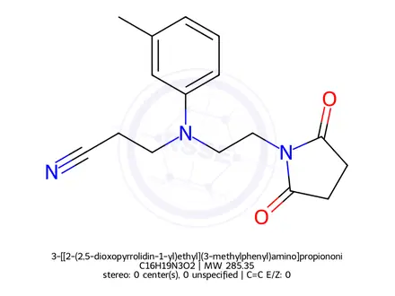 Chemical structure of 3-[[2-(2,5-dioxopyrrolidin-1-yl)ethyl](3-methylphenyl)amino]propiononitrile