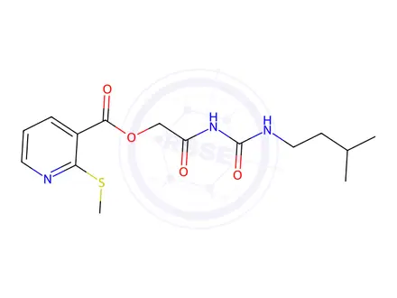 Chemical structure of 2-(3-Isopentylureido)-2-oxoethyl 2-(methylthio)nicotinate