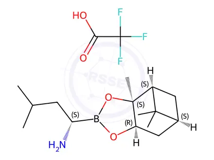 Chemical structure of (S)-3-methyl-1-((3aS,4S,6S,7aR)-3a,5,5-trimethylhexahydro-4,6-methanobenzo[d][1,3,2]dioxaborol-2-yl)butan-1-amine 2,2,2-trifluoroacetate