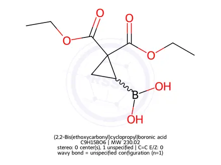 Chemical structure of (2,2-Bis(ethoxycarbonyl)cyclopropyl)boronic acid