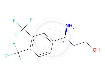 Chemical structure of (S)-3-Amino-3-(3,4-bis(trifluoromethyl)phenyl)propan-1-ol