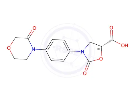 Chemical structure of (5R)​-2-​Oxo-​3-​[4-​(3-​oxo-​4-​morpholinyl)​phenyl]​-​5-​oxazolidinecarboxyli​c Acid