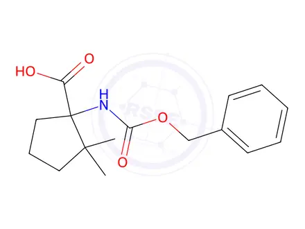 Chemical structure of 1-(((Benzyloxy)carbonyl)amino)-2,2-dimethylcyclopentanecarboxylic acid