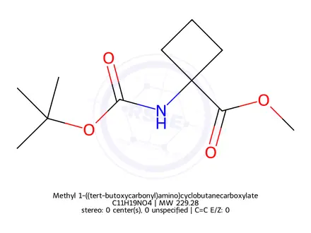 Chemical structure of Methyl 1-((tert-butoxycarbonyl)amino)cyclobutanecarboxylate