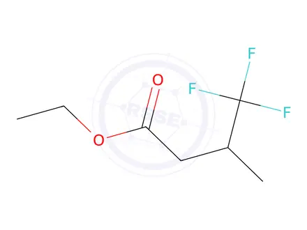 Chemical structure of 2-ethyl-4,4,4-tris(fluoranyl)-3-methyl-butanoate