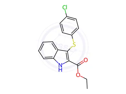 Chemical structure of Ethyl 3-[(4-chlorophenyl)thio]-1H-indole-2-carboxylate