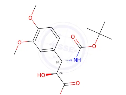Chemical structure of (2S,3S)-3-((tert-Butoxycarbonyl)amino)-3-(3,4-dimethoxyphenyl)-2-hydroxypropanoic acid