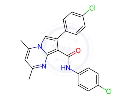 Chemical structure of N,7-Bis(4-chlorophenyl)-2,4-dimethylpyrrolo[1,2-a]pyrimidine-8-carboxamide