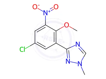 Chemical structure of 1H-1,2,4-Triazole, 3-(5-chloro-2-methoxy-3-nitrophenyl)-1-methyl-