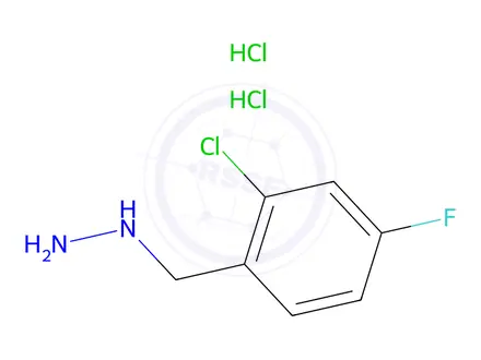 Chemical structure of [(2-chloro-4-fluorophenyl)methyl]hydrazine dihydrochloride