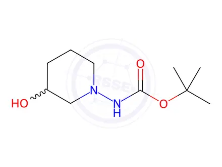 Chemical structure of Carbamic acid, N-(3-hydroxy-1-piperidinyl)-, 1,1-dimethylethyl ester