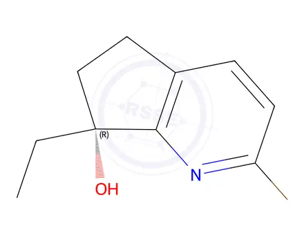 Chemical structure of 5H-Cyclopenta[b]pyridin-7-ol, 2-bromo-7-ethyl-6,7-dihydro-, (7R)-