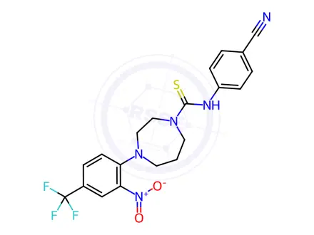 Chemical structure of N-(4-Cyanophenyl)-4-[2-nitro-4-(trifluoromethyl)phenyl]-1,4-diazepane-1-carbothioamide
