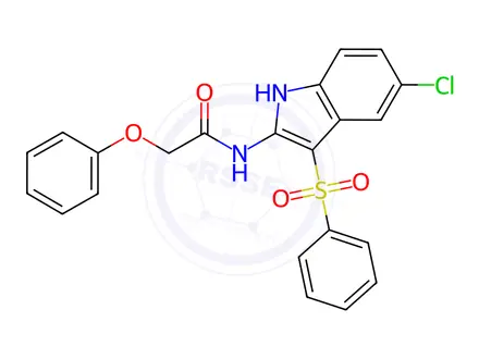 Chemical structure of N-(5-Chloro-3-(phenylsulfonyl)-1H-indol-2-yl)-2-phenoxyacetamide