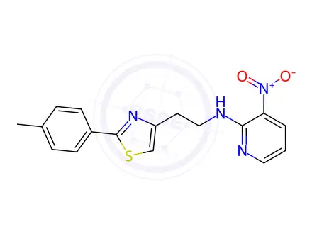 Chemical structure of N-{2-[2-(4-methylphenyl)-1,3-thiazol-4-yl]ethyl}-3-nitropyridin-2-amine