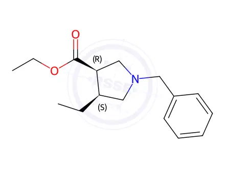 Chemical structure of rel-ethyl (3R,4S)-1-Benzyl-4-ethylpyrrolidine-3-carboxylate