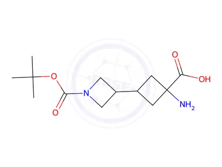 Chemical structure of 1-Amino-3-(1-(tert-butoxycarbonyl)azetidin-3-yl)cyclobutane-1-carboxylic acid
