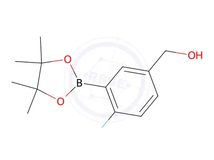 Chemical structure of (4-fluoro-3-(4,4,5,5-tetramethyl-1,3,2-dioxaborolan-2-yl)phenyl)methanol