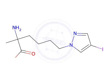 Chemical structure of 2-Amino-6-(4-iodo-1h-pyrazol-1-yl)-2-methylhexanoic acid