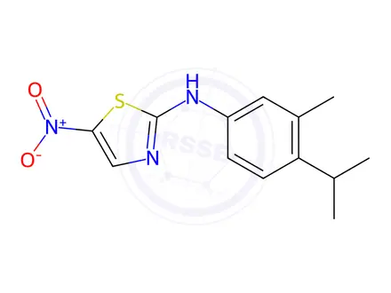 Chemical structure of N-(4-isopropyl-3-methylphenyl)-5-nitrothiazol-2-amine