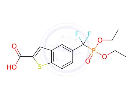 Chemical structure of 5-((Diethoxyphosphoryl)difluoromethyl)benzo[b]thiophene-2-carboxylic acid
