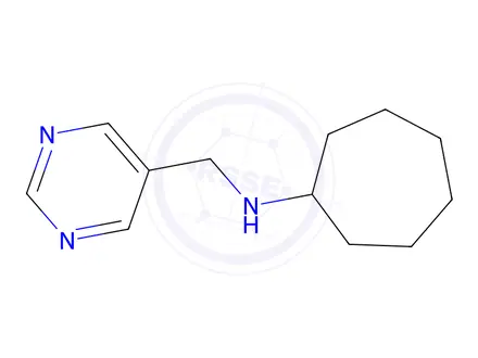 Chemical structure of N-(pyrimidin-5-ylmethyl)cycloheptanamine