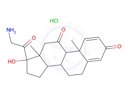 Chemical structure of 21-Amino-17-hydroxypregna-1,4-diene-3,11,20-trioneHydrochloride