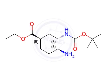 Chemical structure of Ethyl (1R,3S,4S)-4-amino-3-((tert-butoxycarbonyl)amino)cyclohexane-1-carboxylate
