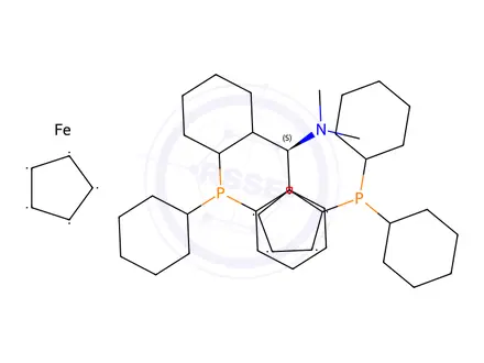 Chemical structure of (RP)-1-[(R)-α-(dimethylamino)-2-(diphenylphosphine) Benzyl]-2-diphenylphosphine ferrocene