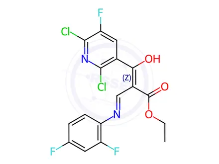 Chemical structure of Ethyl 2-(2,6-dichlor-5-fluorpyridin-3-carbonyl)-3-(2,4-difluorphenylamino)acrylate