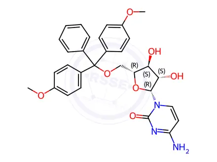 Chemical structure of 5’-O-(4,4’-Dimethoxytrityl)aracytidine