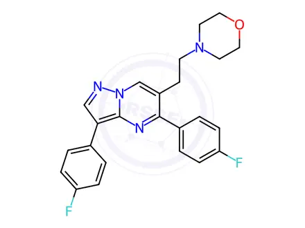 Chemical structure of 3,5-bis(4-fluorophenyl)-6-(2-morpholinoethyl)pyrazolo[1,5-a]pyrimidine
