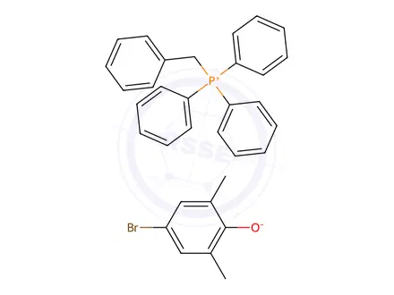 Chemical structure of benzyltriphenylphosphonium, salt with 4-bromo-2,6-xylenol (1:1)