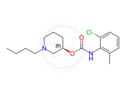 Chemical structure of N-(2-Chloro-6-methylphenyl)carbamic acid [3R,(+)]-1-butyl-3-piperidinyl ester