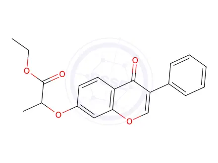 Chemical structure of Ethyl 2-[(4-oxo-3-phenyl-4H-chromen-7-yl)oxy]propionate