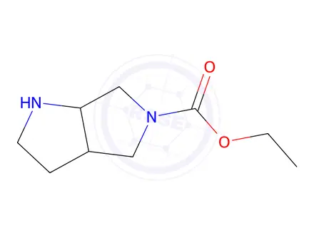 Chemical structure of Pyrrolo[3,4-b]pyrrole-5(1H)-carboxylic acid, hexahydro-, ethyl ester