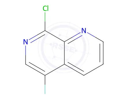 Chemical structure of 8-chloro-5-fluoro-1,7-naphthyridine