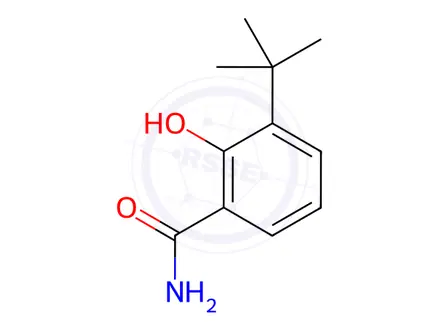 Chemical structure of Benzamide, 3-(1,1-dimethylethyl)-2-hydroxy-