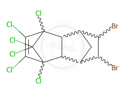 Chemical structure of 1,4:5,8-Dimethanonaphthalene, 6,7-dibromo-1,2,3,4,10,10-hexachloro-1,4,4a,5,6,7,8,8a-octahydro-, trans-(8CI)