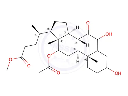 Chemical structure of 12-(Acetyloxy)-3,6-dihydroxy-7-oxocholan-24-oic acid methyl ester