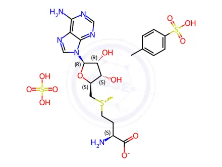 Chemical structure of (2S)-2-Amino-4-((((2S,3S,4R,5R)-5-(6-amino-9H-purin-9-yl)-3,4-dihydroxytetrahydrofuran-2-yl)methyl)(methyl)sulfonio)butanoate4-methylbenzenesulfonatesulfate