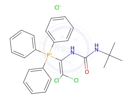 Chemical structure of (1-(3-(tert-Butyl)ureido)-2,2-dichlorovinyl)triphenylphosphonium chloride