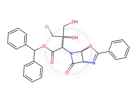 Chemical structure of α-[2-Chloro-1-hydroxy-1-(hydroxymethyl)ethyl]-7-oxo-3-phenyl-4-oxa-2,6-diazabicyclo[3.2.0]hept-2-ene-6-acetic Acid Diphenylmethyl Ester
