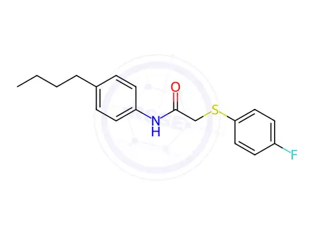 Chemical structure of N-(4-butylphenyl)-2-((4-fluorophenyl)thio)acetamide