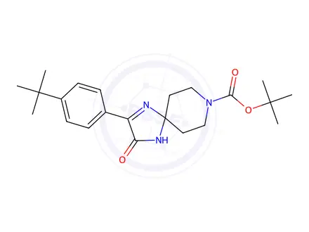 Chemical structure of tert-Butyl 2-(4-tert-butylphenyl)-3-oxo-1,4,8-triazaspiro[4.5]dec-1-ene-8-carboxylate